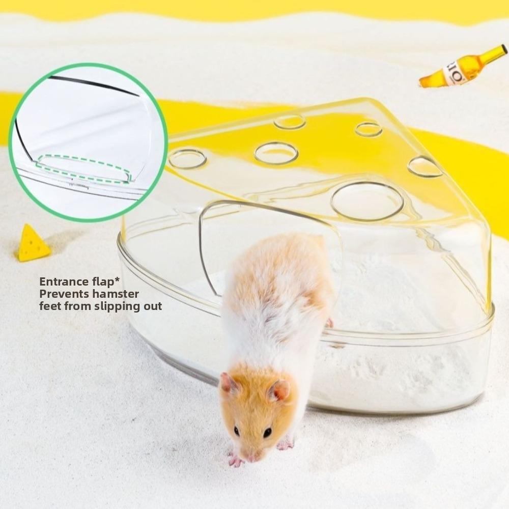 Cheese Shape Hamster Sand Bath Box Plastic Small Animal Bathtub Hamster Litter Box for Small Pets
