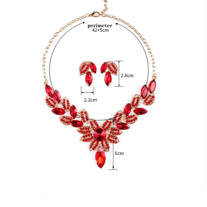 Women Flower Necklace Earring Jewelry Sets Wedding Bridal Accessories
