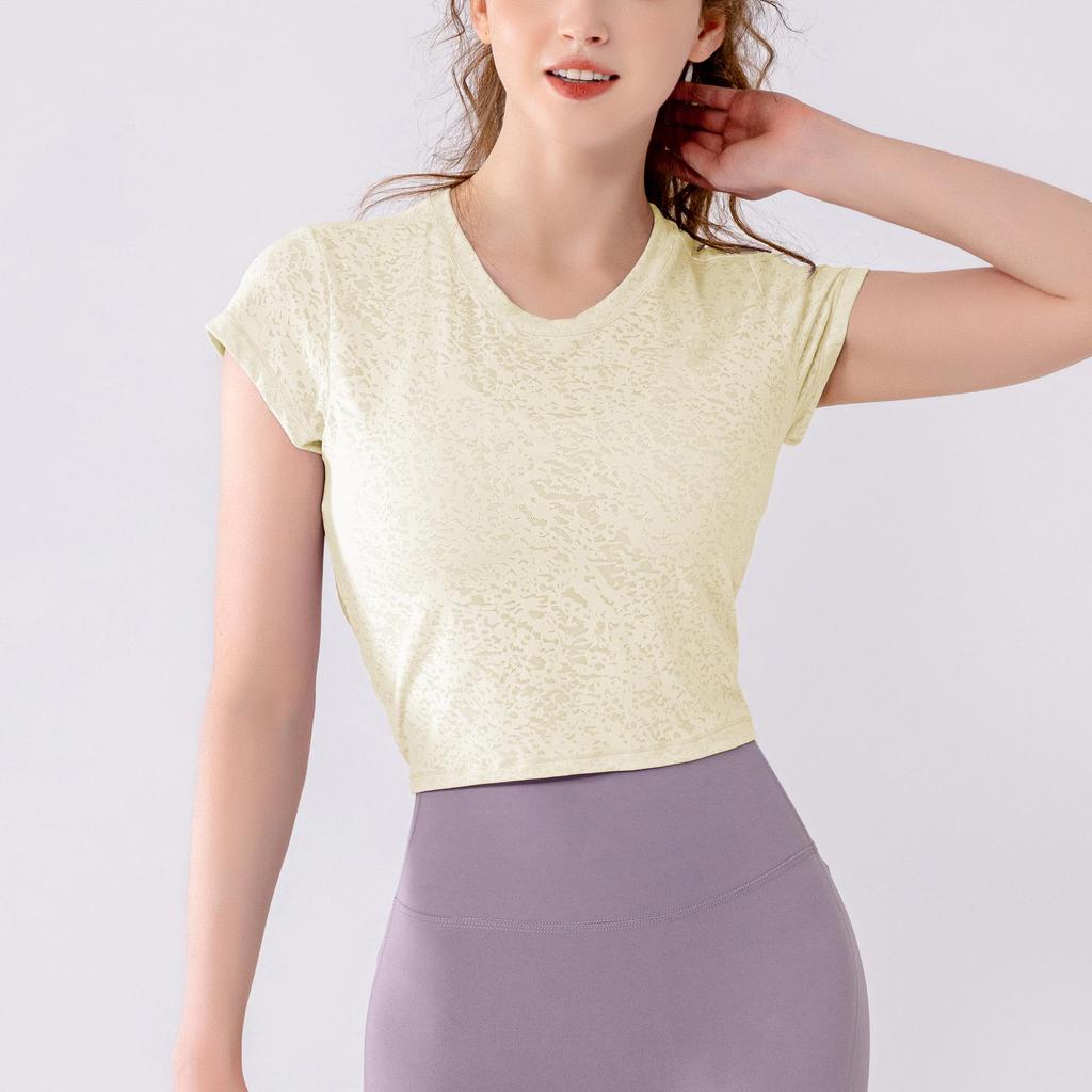 Damen Sommer Mesh Kurzarm Twist Yoga Top