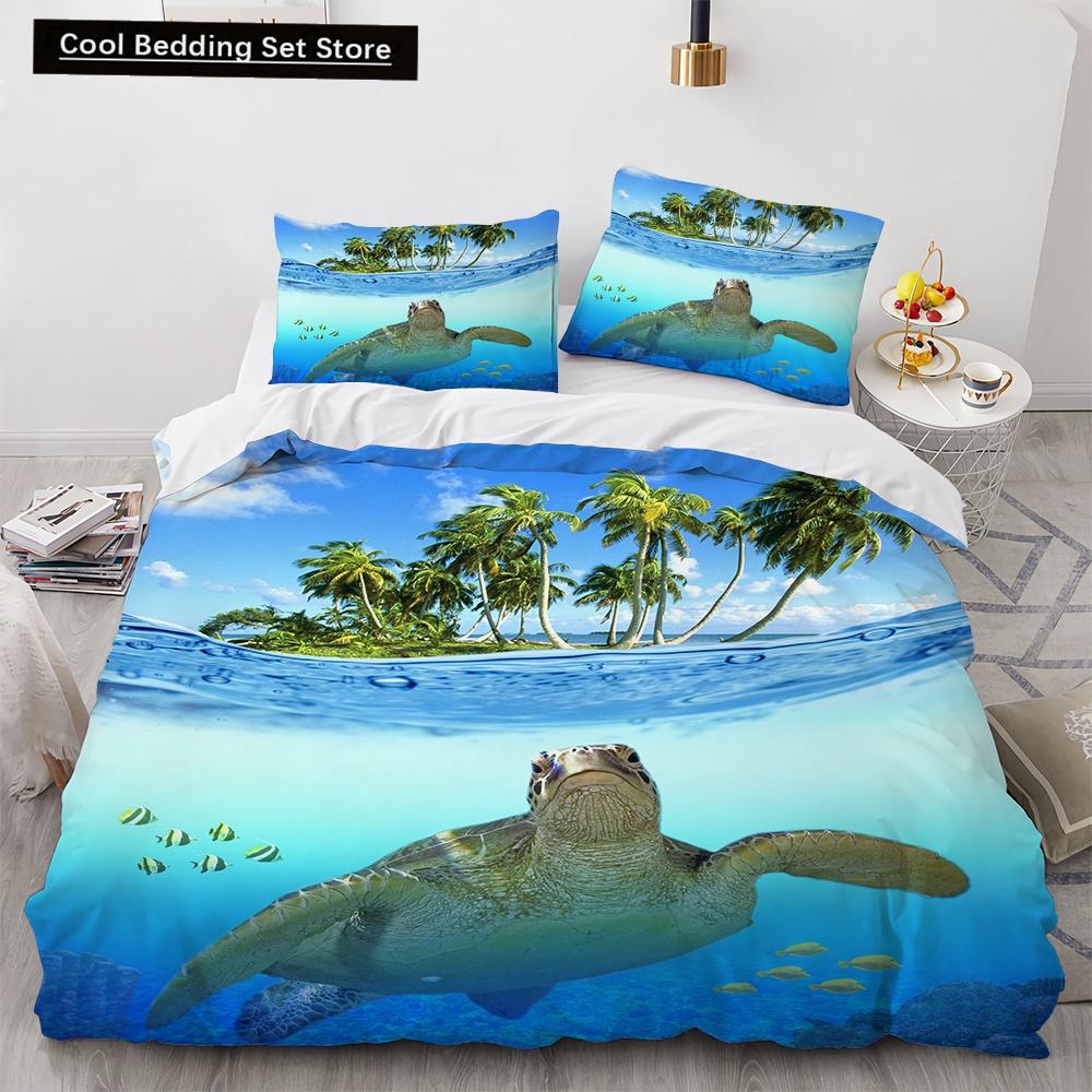 3D Octopus Duvet Cover King Queen Size Cute Cartoon Ocean Animal Bedding Set for Kids Teens Sealife 2/3pcs Polyester Quilt Cover