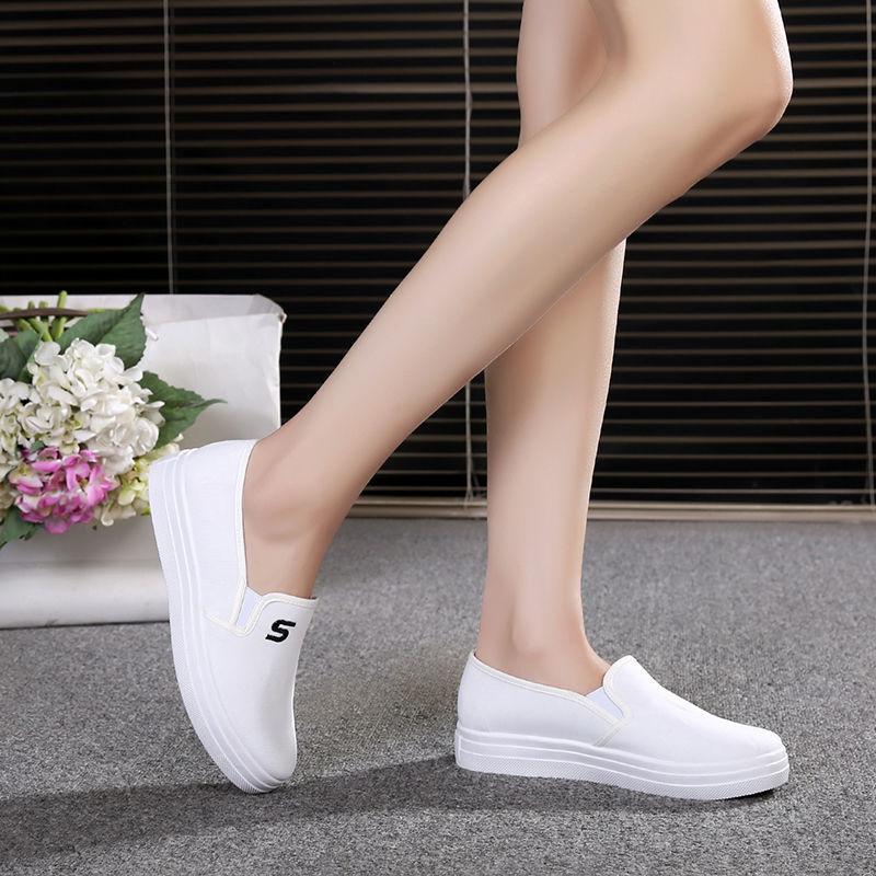 Fashion Black Loafers Slip On Ladies Shoes Flat Canvas 2024 Women Footwear New Trend Unique Promotion Cotton Korean With In Summer Sale
