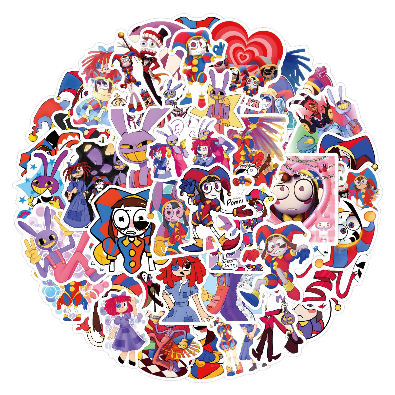 50 листов Наклейки Удивительный Цифровой Цирк Украсьте гитару, ноутбук, чашку для воды