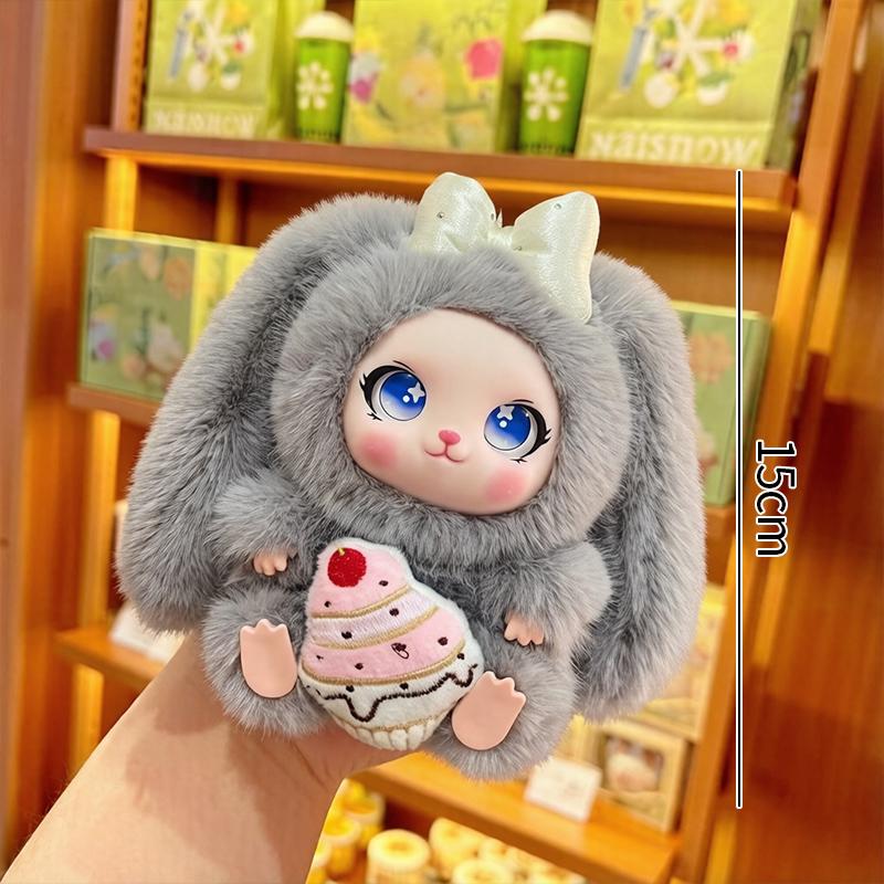 Cartoon Fur Rabbit Doll Figure Keychain Plush Cute Vinyl Doll Figurine Trendy Blind Box Toy Schoolbag Hanger Pendant Decoration