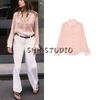 Spring New Women's Clothing Sweet Style Decorated Row Button Long Sleeves Lapel Front Convex Design Shirt 3897081