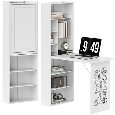 Three-Part Work Desk, with Storage and Writing Board - White