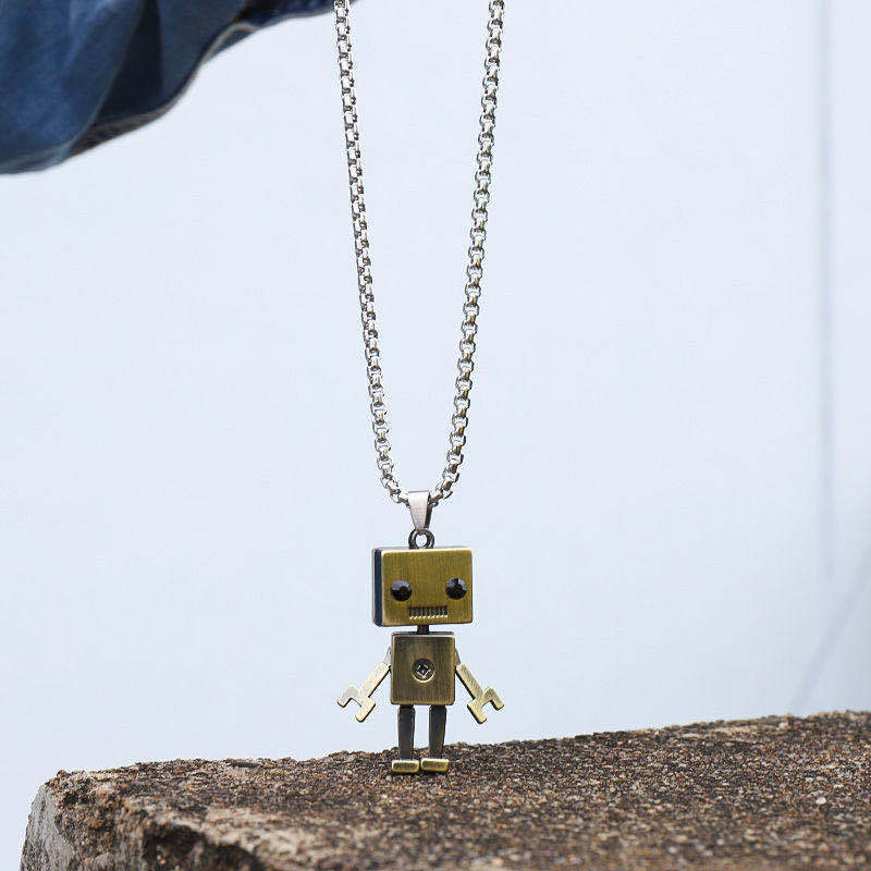Ins Hip Hop Street Square Robot Jewelry Necklace Pendant