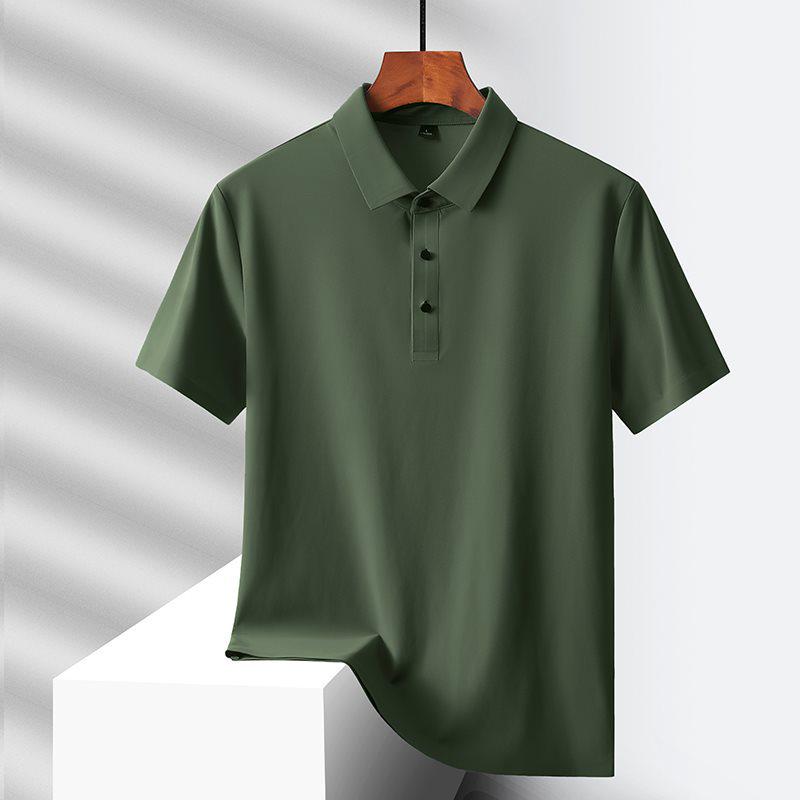 Men's Hot-Selling Ice Silk Short Sleeve Polo - Summer Style for Middle-Aged and Elderly Dads