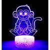 3D Monkey Night Light Lamp Illusion 7 Color Changing Touch Table Desk Decoration Lamps Acrylic Flat ABS Base USB Cable Birthday Gift Toys