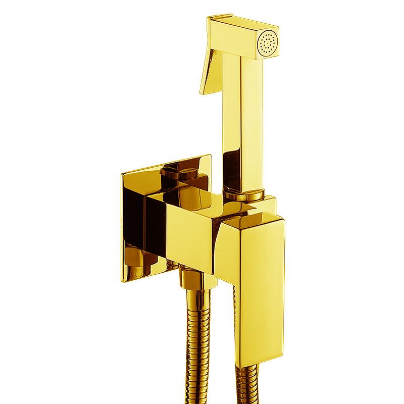 Matte Black Solid Brass (Copper Core) Handheld Bidet Sprayer - Wall-Mounted Health Faucet with Hose & Holder