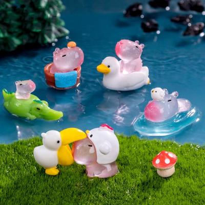 Resin Luminous Capybara Statue DIY Accessories Mini Animals Figurine  Party Festival