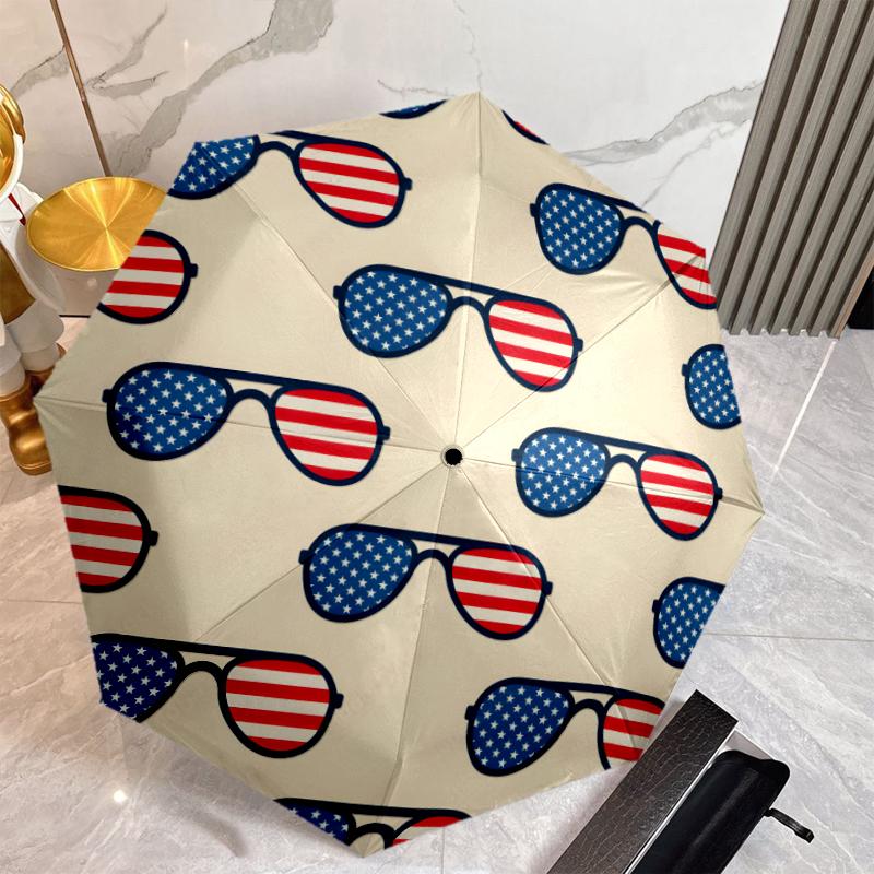 American Flag Fashionable Automatic Opening/Closing Folding Umbrella. Portable and Foldable, Ideal for Gift, Travel, and Daily Use
