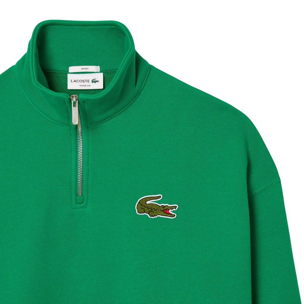 Lacoste Unisex Adult Accent Badge Zip Neck Loose Fit Sweatshirt