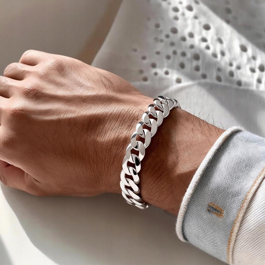 SILVER Men' Bracelet SILVER 925 FULL Bracelet Thick 7mm ITALIAN