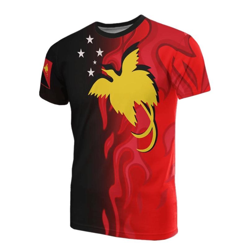 Papua New Guinea Flag Map Graphic T Shirts PNG National Emblem T Shirt For Men