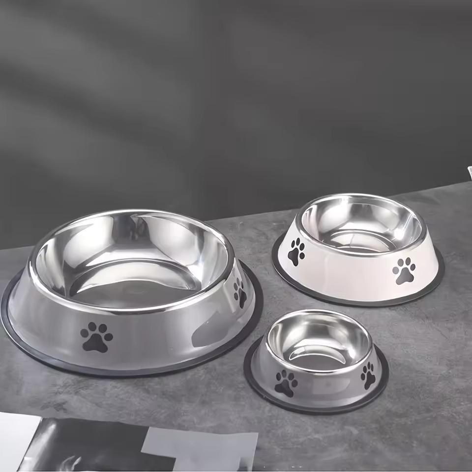 Stainless steel large capacity pet bowl dog food bowl multiple specifications anti-fall food bowl food bowl feeding pet supplies