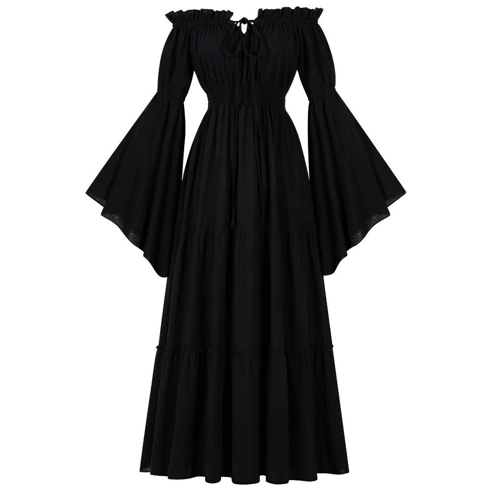 2024 Women's Medieval Vintage Christmas Off-the-Shoulder Bell Sleeve Dress