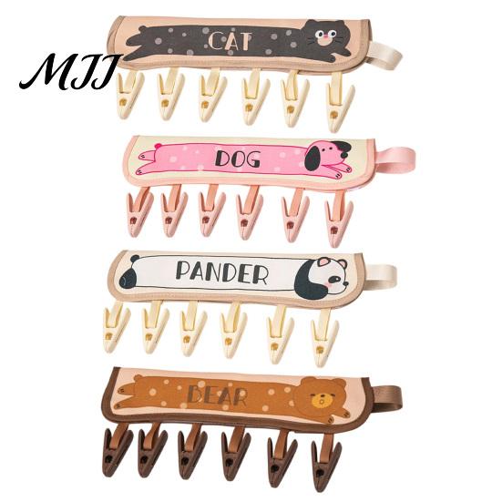 Dorm Room Clothing Hanger Fabric with Clips, Foldable Portable Laundry Drying Rack, Cute Cartoon Pattern Compact Hanging Organizer for Dormitory