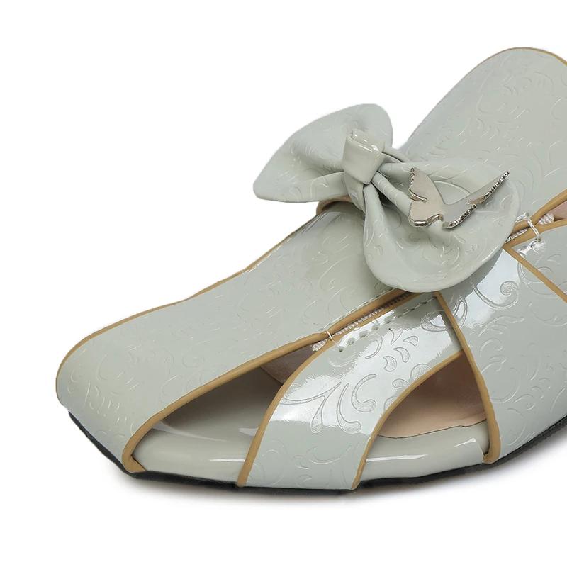 Fashion Summer New Baotou Female Slippers 2025 Hot Sale Round Head Hollow Open Toe Butterfly Knot Anti-slip Wear-resistant Heel Shoes