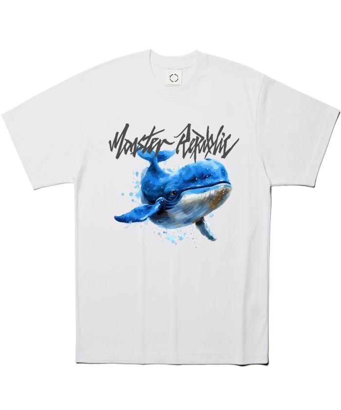 MONSTER REPUBLIC Whale Sea Blue T-Shirt White