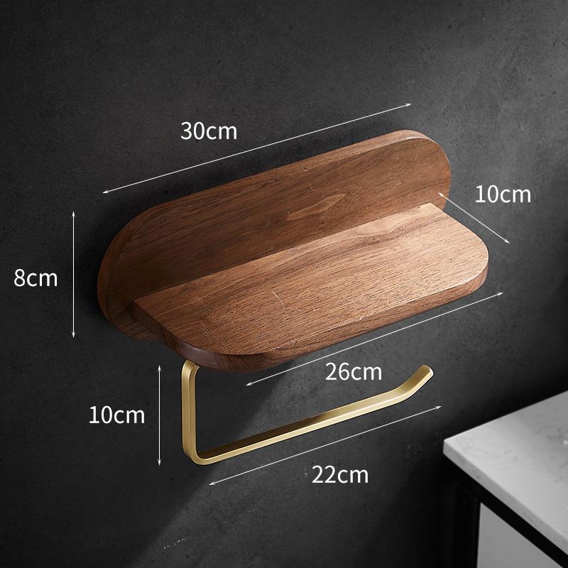 Brass Walnut Bathroom Multipurpose Storage Rack Wall Mounted Towel Rack Brushed Gold Dresser Storage Rack Bathroom Shelf