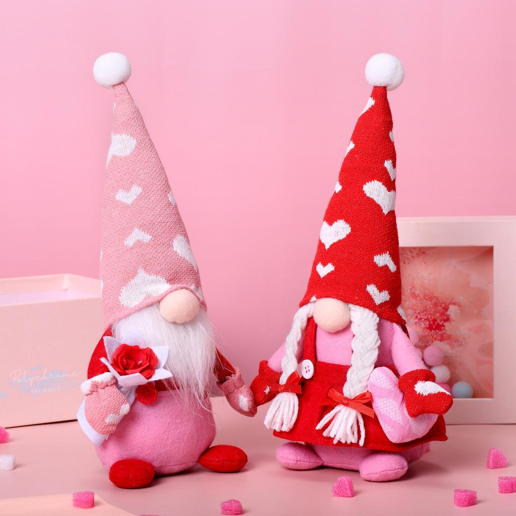 Valentine's Day Faceless Doll Dwarf Rose Heart Fairy Couple Figurine Decoration Christmas