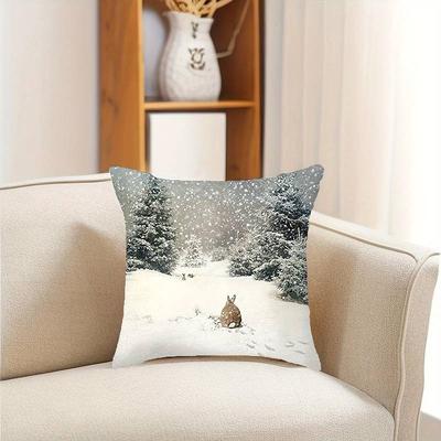 Snowy Forest Pillowcase for Cozy HomeSuitable for Sofa Car Bedroom Decorative Cushion Cover Pillow Cover