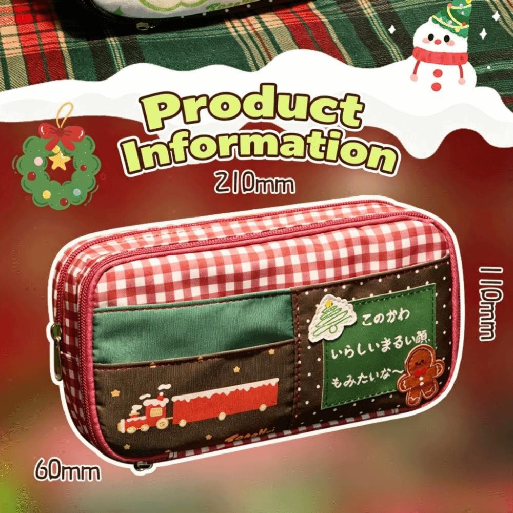 Polka Dot Zipper Pencil Pouch Patchwork Style Pen Storage Bag  Everyday Storage