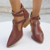 Punk Style Buckle Strap High Heels Sandals Women Pointed Toe Chunky Heeled Gladiator Shoes Woman Ankle Strap Summer Ankle Boots