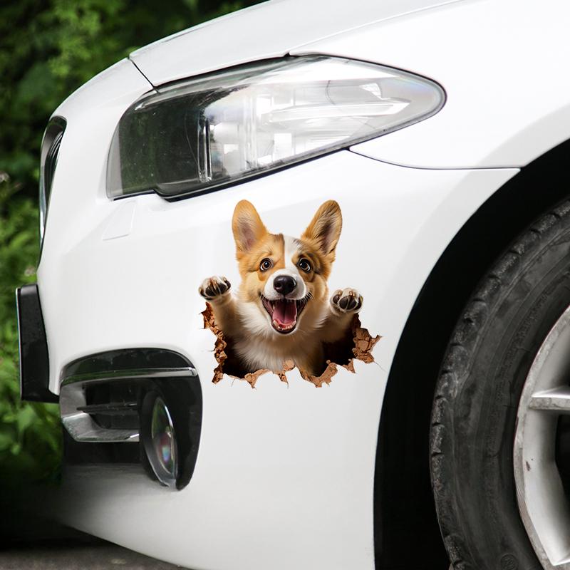 3d Dog Car Sticker Auto Window Bumper Cover Scratches Waterproof Decals Motorcycle Fairing Decoration Animal Car Accessoriesl