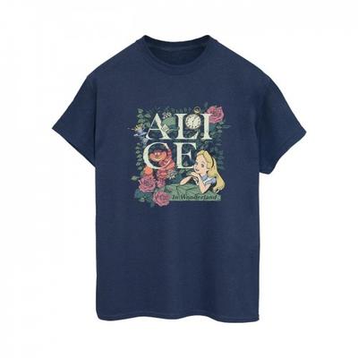 Womens/Ladies Alice In Wonderland Leafy Garden Cotton Boyfriend T-Shirt