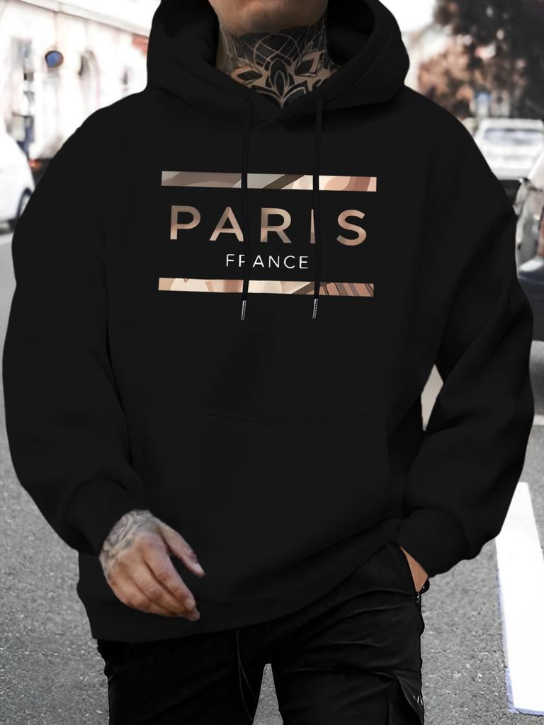 New Arrival for Summer 2026: unisex European and American Style Casual Versatile Fashion Hooded Sweatshirt with Paris Print, Fashionable Urban Style