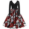 QICED Fashion Spring Autumn Long Sleeve  V-Neck Casual Dresses