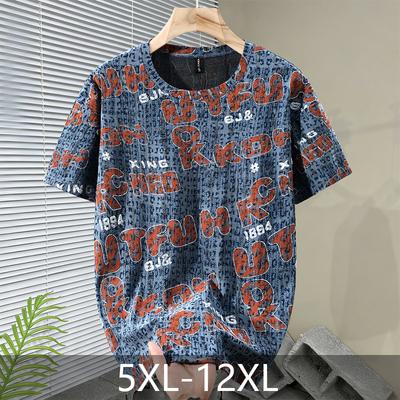 Plus Size 5XL-12XL Fashion Men's T-shirt Summer Oversized Tops Casual Vintage Short Sleeve Tee Summer Clothing