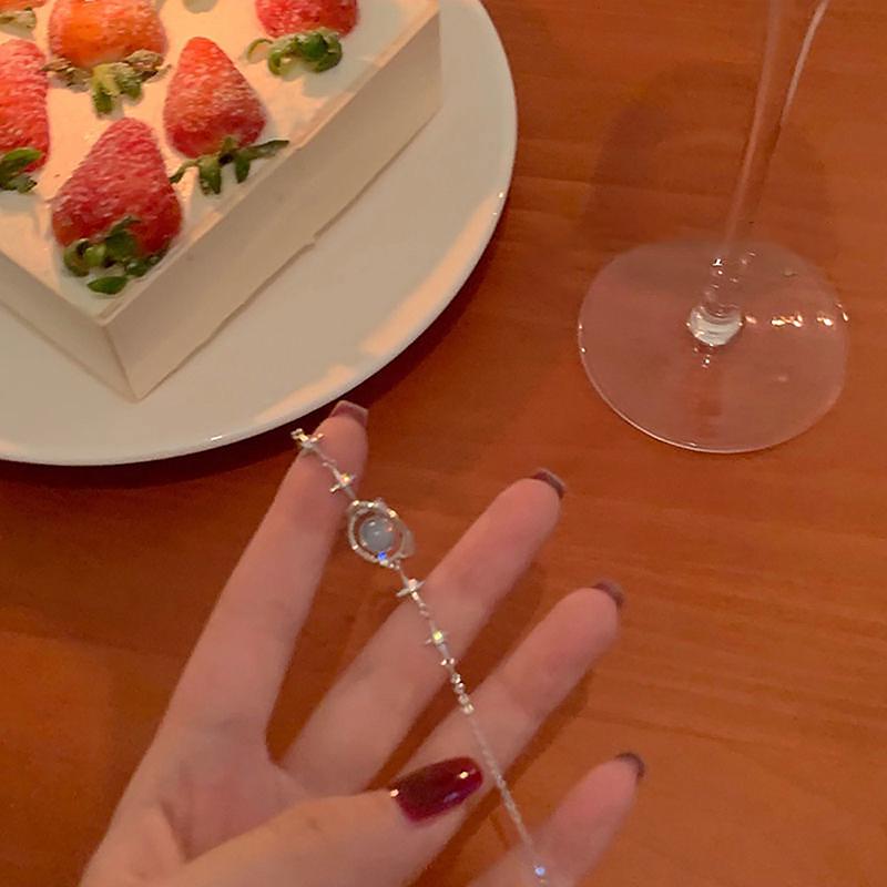 

Персонализированный браслет в корейском стиле, милый, с артистичным темпераментом, браслет с синим опалом, планетой и звездой, женские изысканные украшения для вечеринок, подарок