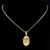 Catholic Virgin Mary Necklace Women Gold Color Religious Faith God Stainless Steel Oval Pendant Exquisite Jewelry Gifts ZZZ443-6