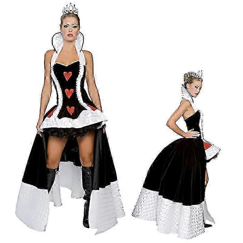 Damen Königin der Herzen Deluxe Kostüm Erwachsene Halloween Kostüm Casino Poker Dame Performance Outfit Hexe Vampir Königin Kleid