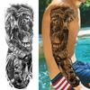 1 Sheet Full Arm Temporary Tattoos For Women Adults Men Spartan Warrior Realistic Fake Knight God Zeus Tattoo Sticker Fashion