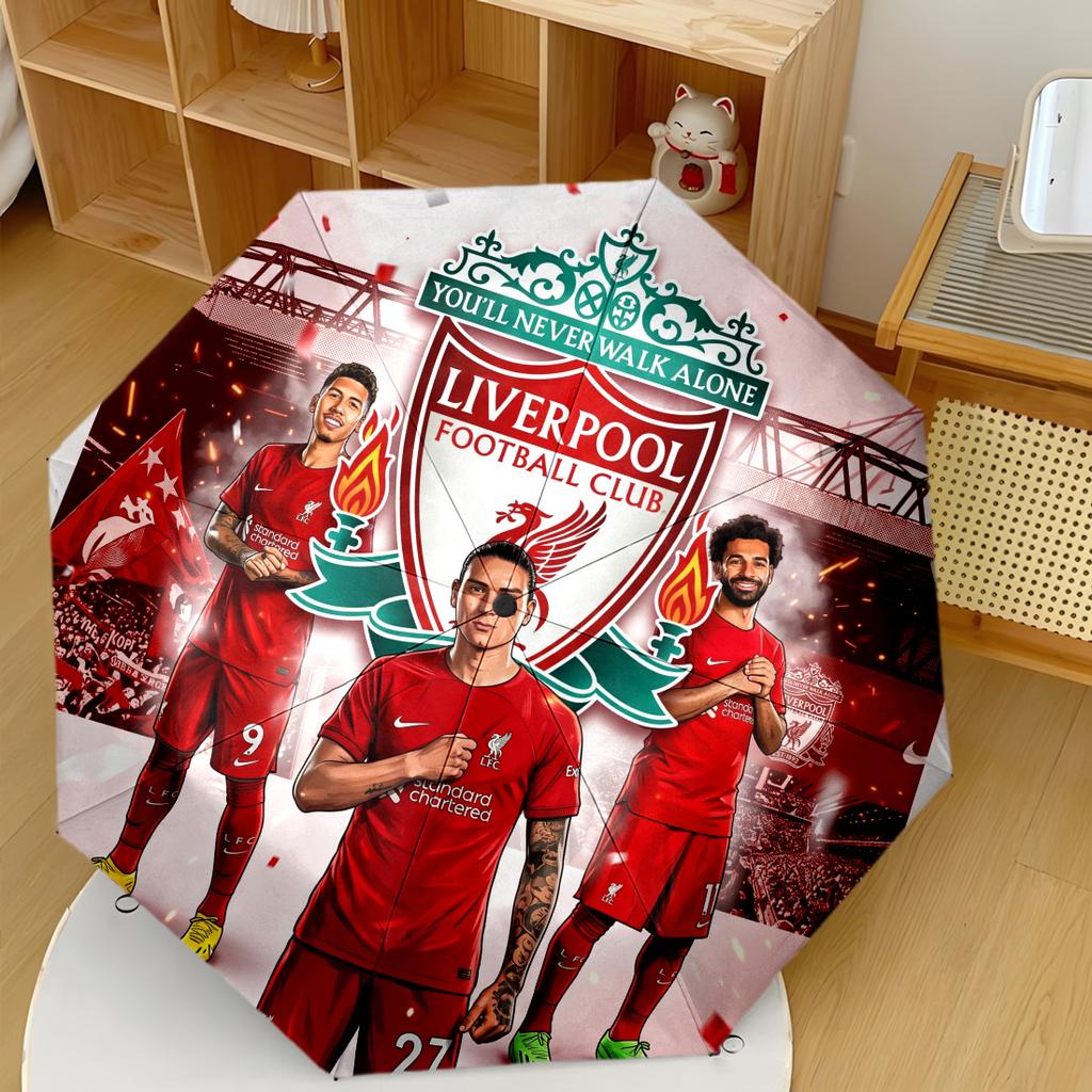 Liverpool Football Club Compact Travel Automatic Umbrella With 8Rib Foldable Design Allseason Umbrella For Travel Fashion Lovers