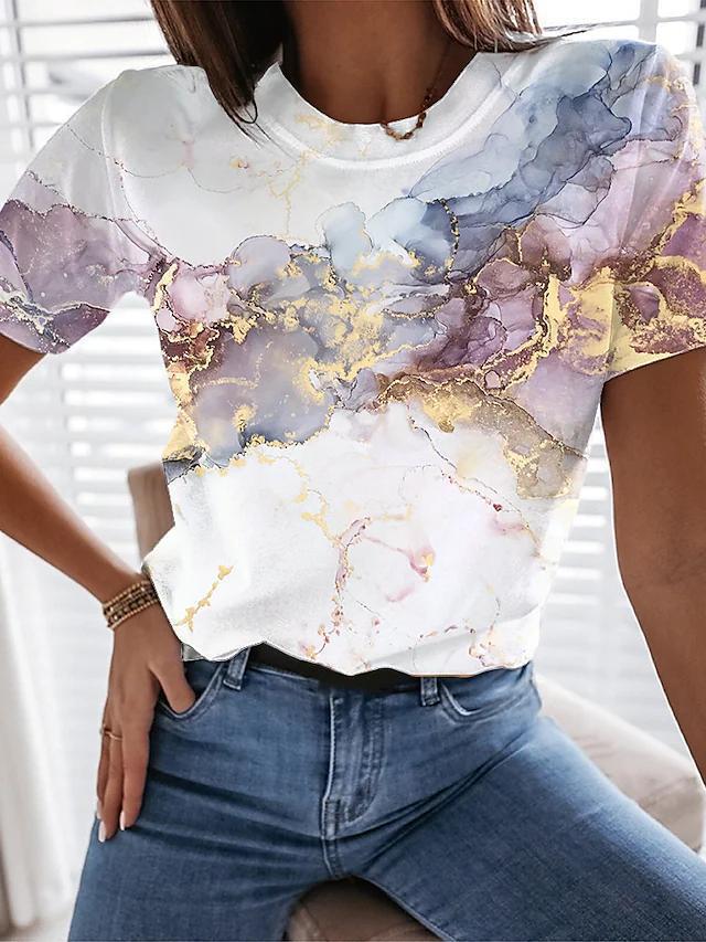 Short sleeved 3D digital printed cross-border new summer women's T-shirt fashion trend 2879 EMA