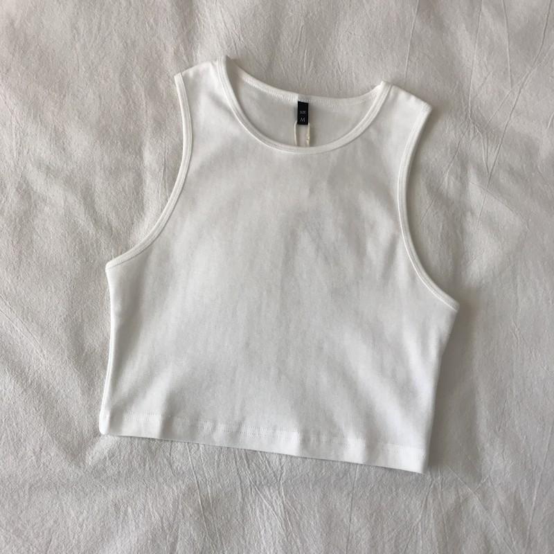 Retro AA Style Cotton High-Waist Slim Fit Sleeveless Crop Top for Women - Versatile Summer Wear