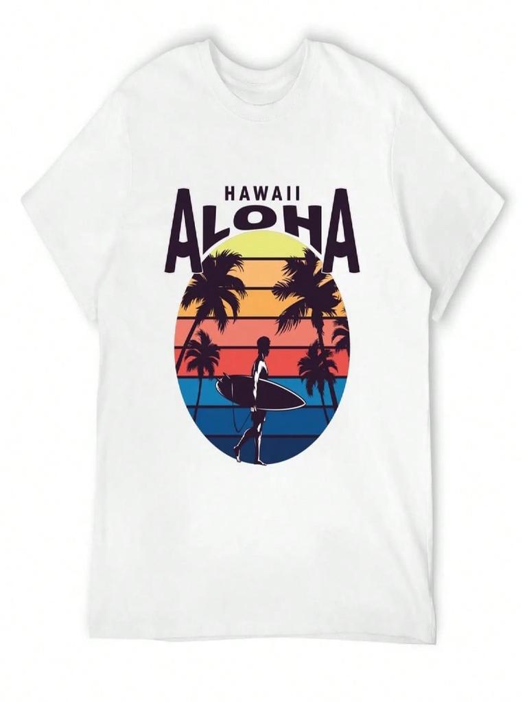 Retro Aloha Hawaii Urlaub Strand Sonnenuntergang Vintage Hawaiianisches Sommer T-Shirt Herren Kleidung Rapper Grafik T-Shirts T-Shirt Für unisex