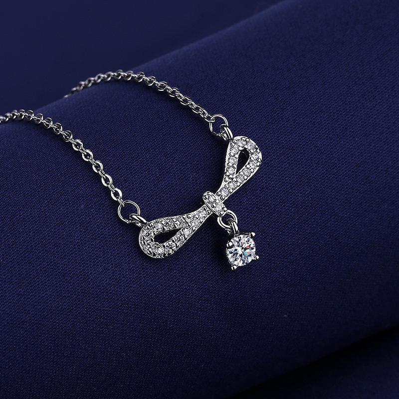 925 Silver Necklace For Women Round Pendent Sparkling Pave CZ Necklace Fashion Anniversary Birthday Jewelry Gifts N755