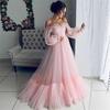 2025 Off-the-Shoulder Mesh Long Sleeve Wedding Gown - Women's European & American Style.