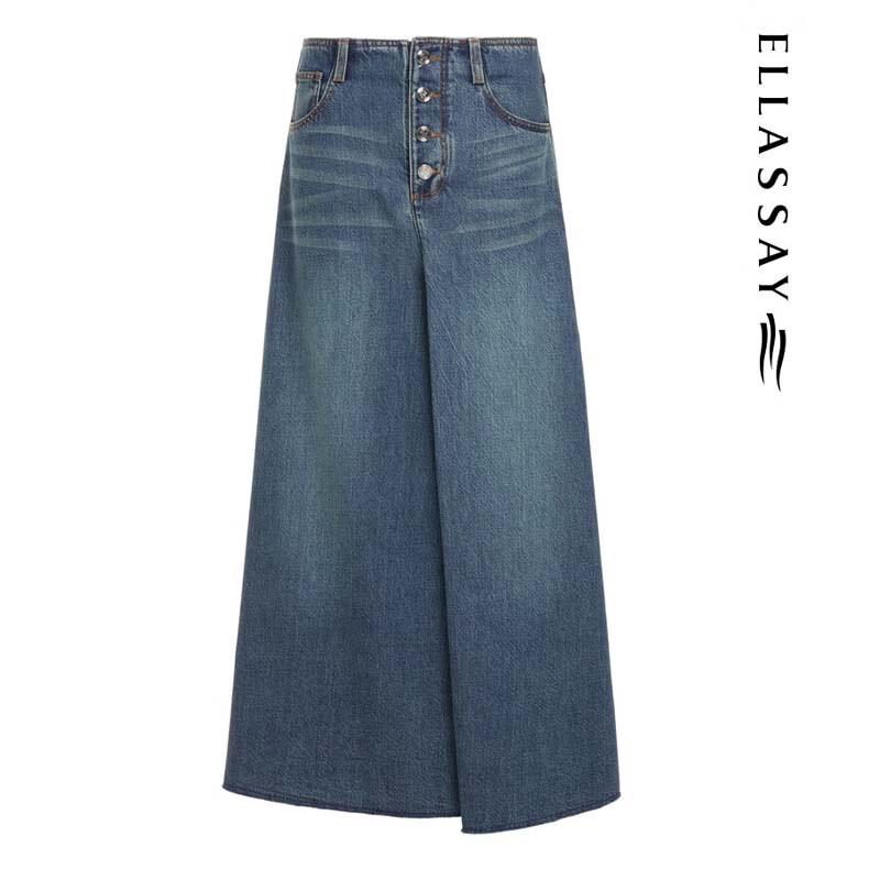 ELLASSAY Women's Lyocell Denim High-Waist A-Line Skirt