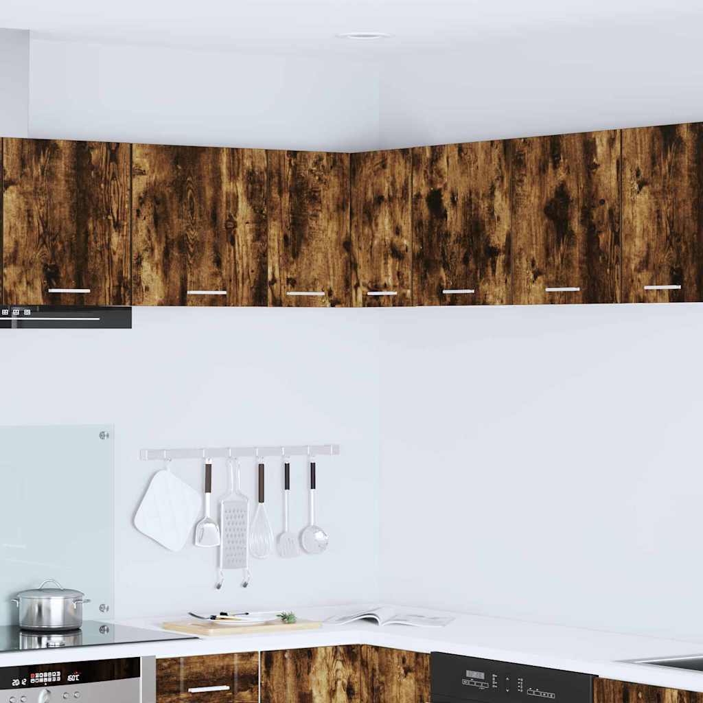 Hanging Corner Cabinet Smoked Oak and White 57 X 57 X 40 Cm