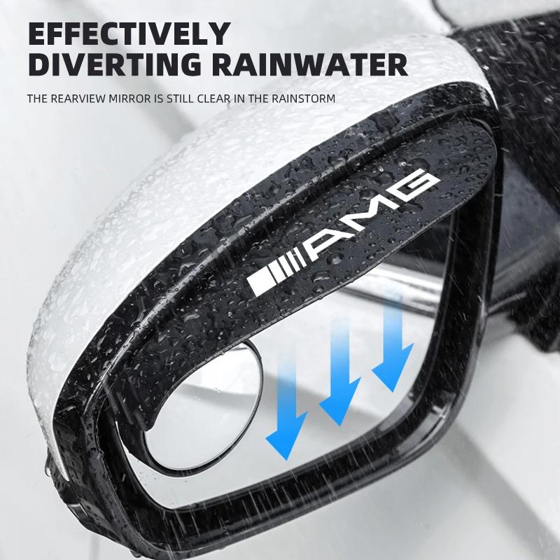 2pcs Car Rearview Rain Eyebrow Small Round Mirror For Mercedes Benz AMG W124 W202 W203 W204 W210 W211 B/C/E/S Clase Accessories