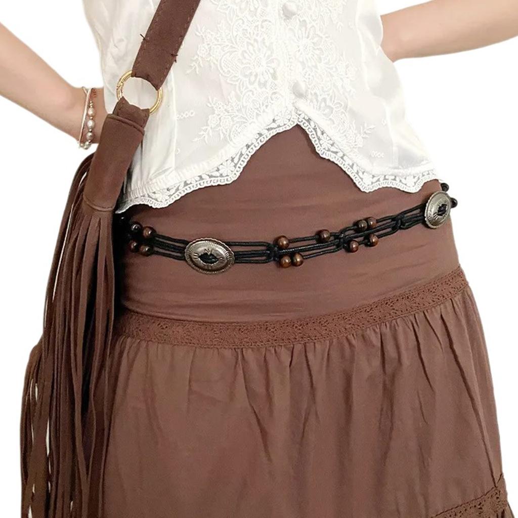 Lady Bohemian Waist Belt Delicate Beads Decors Braided Waist Chain for Banquets Dress Women Beach Getaways Waist Rope