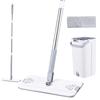 Mop and Bucket with Wringer Set 47 Inch Long Stainless Steel Handle Wet and Dry Use Flat Mop Bucket System with 2