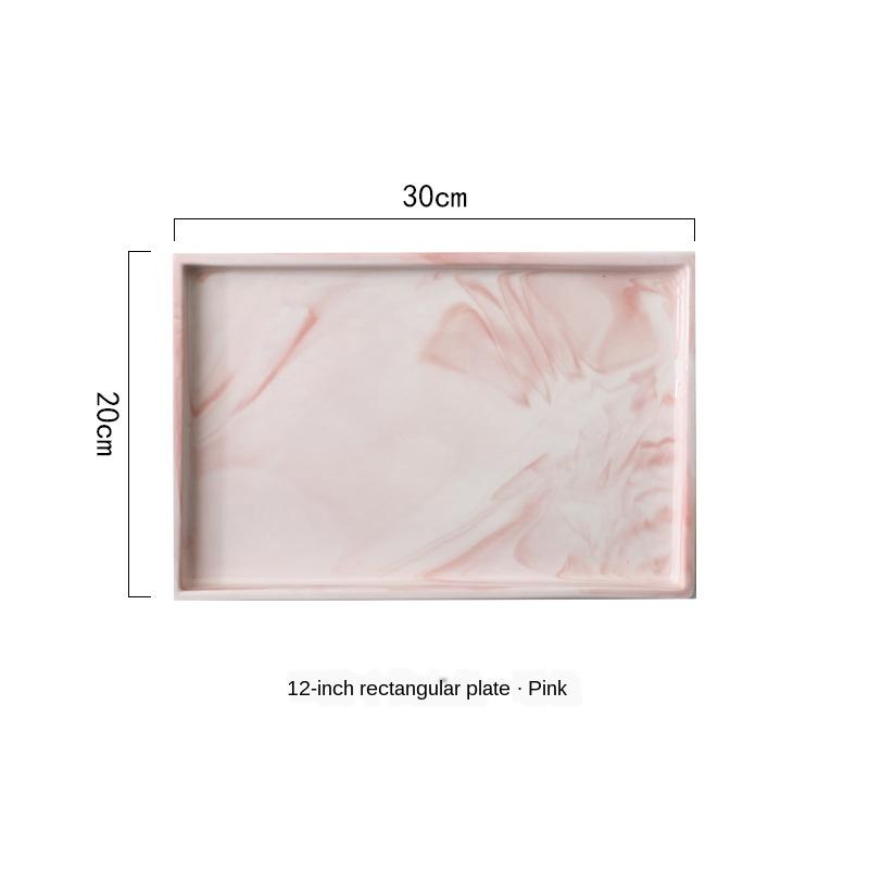 Ceramic Jewelry PizzA Plate Gray Pink Personalized Marble Designs Porcelain Bedside Jewelry Storage Service Tray Holder WF