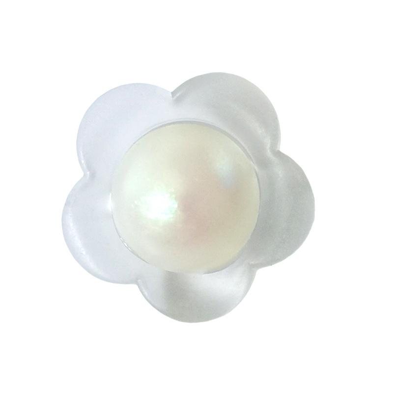 Plum Blossom Pearl Knitted Sweater Buttons Transparent Shirt Top Clothing Sleeve Collar Buttons Dress Jacket Buttons